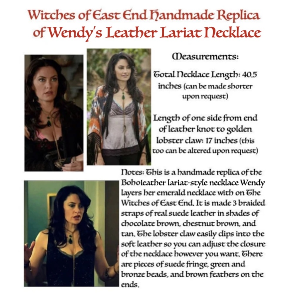 SOLD—Witches of East End Wendy's Boho Leather Lariat Necklace Handmade Replica - Picture 13 of 15